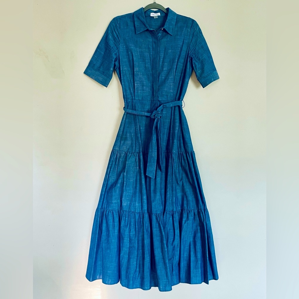 CK Tiered Chambray Maxi Dress